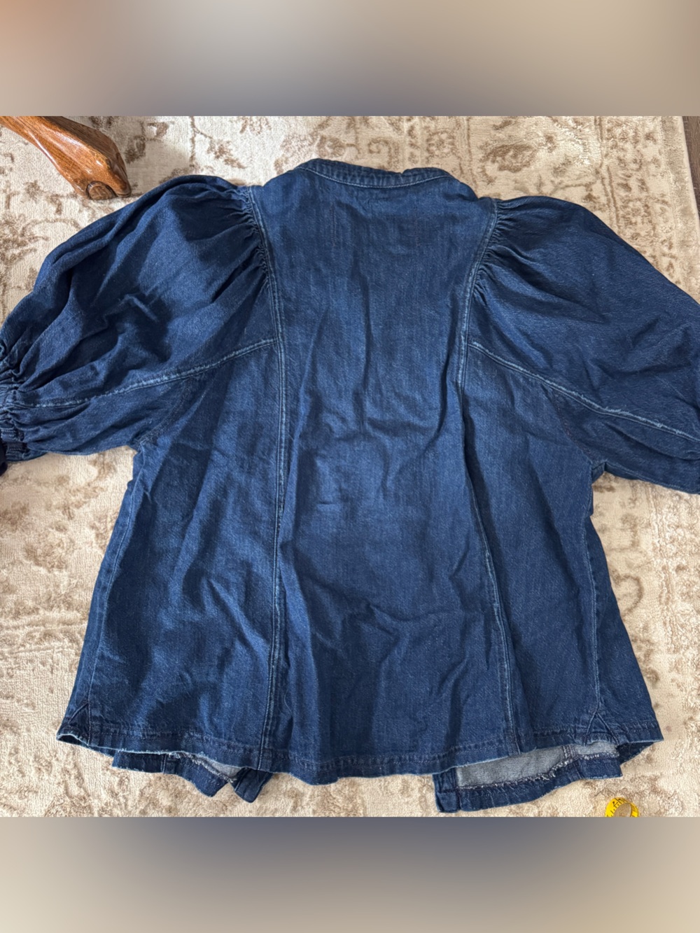 Free People Suhrie Puff Sleeve Denim Button-Up Shirt - Picture 6 of 6